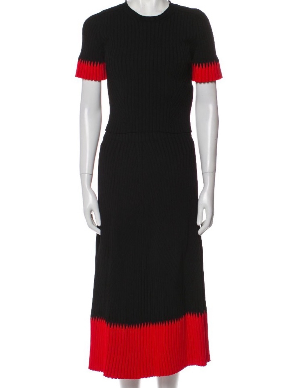 Alexander McQueen Black and red trim SET Includes Midi Skirt with Red Trim